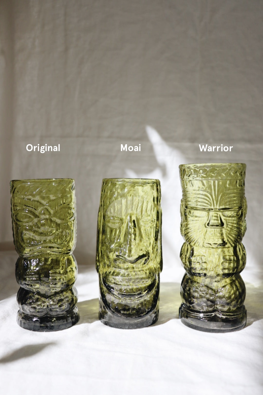 Glass Tiki Mugs, Red