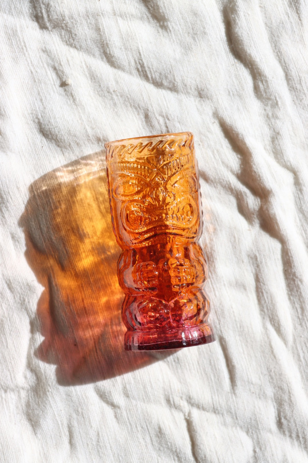 Glass Tiki Mugs, Red