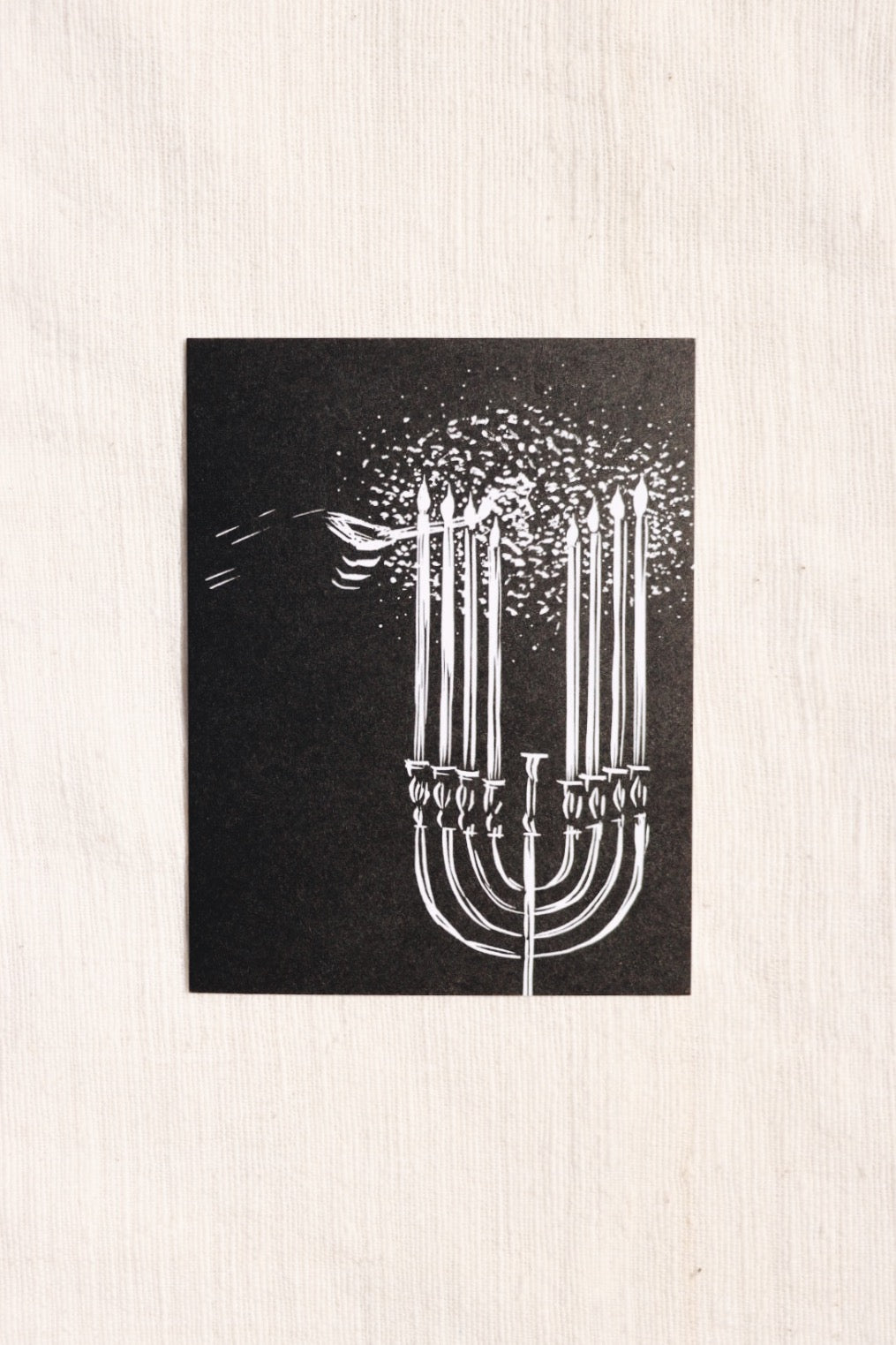 Black &amp; White Menorah Card