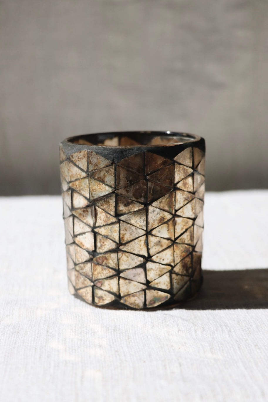 Amber Glass Mosaic Candle Holder